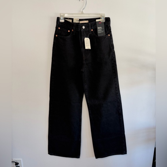 Levi's Ribcage Wide Leg Black Jeans - Picture 1 of 4